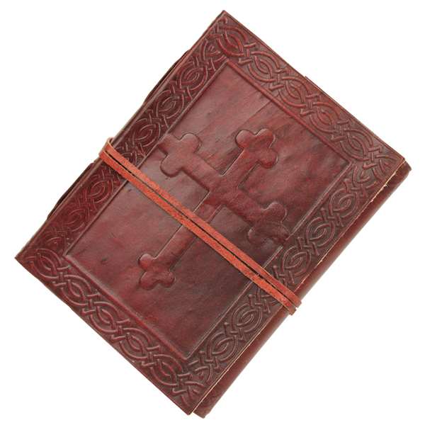 Angelic Celtic Cross Embossed Leather Journal