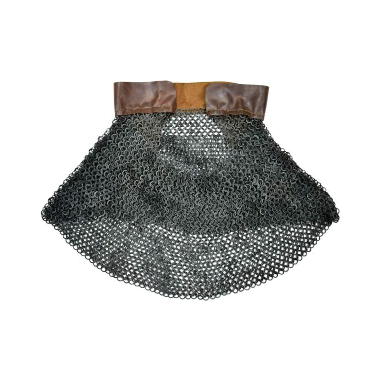 Aventail for Helm  Alternating Dome Riveted Flat Rings  Blackened Finish