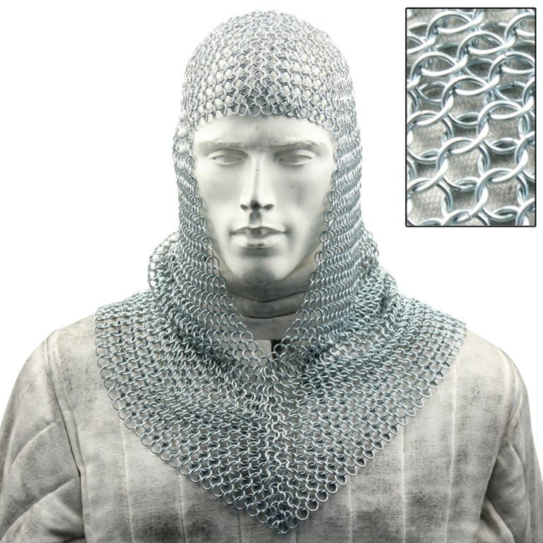 Battle Chainmail Coif V Faced