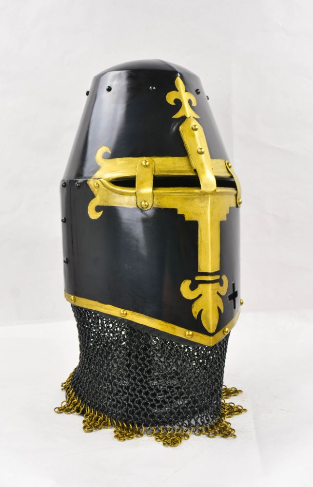 Black 14th Century Great Helm  18 Gauge Steel