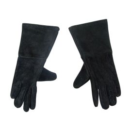 Black Suede Leather Gauntlets Longer Cuff
