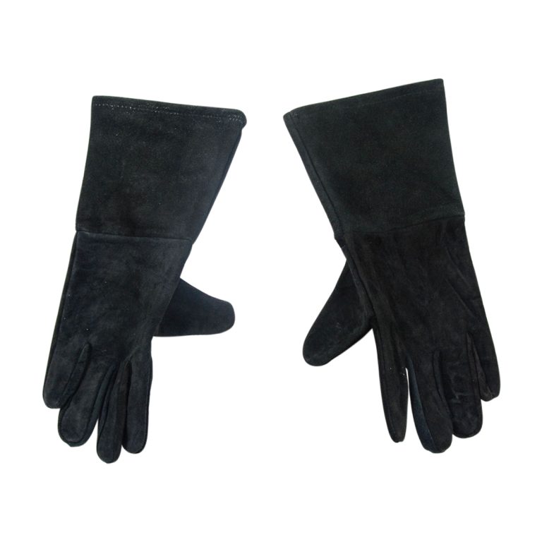 Black Suede Leather Gauntlets  Longer Cuff