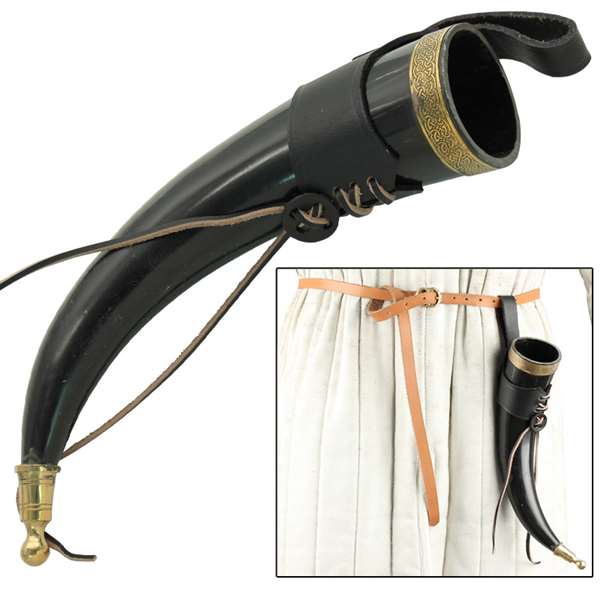 Brass Adorned Drinking Horn