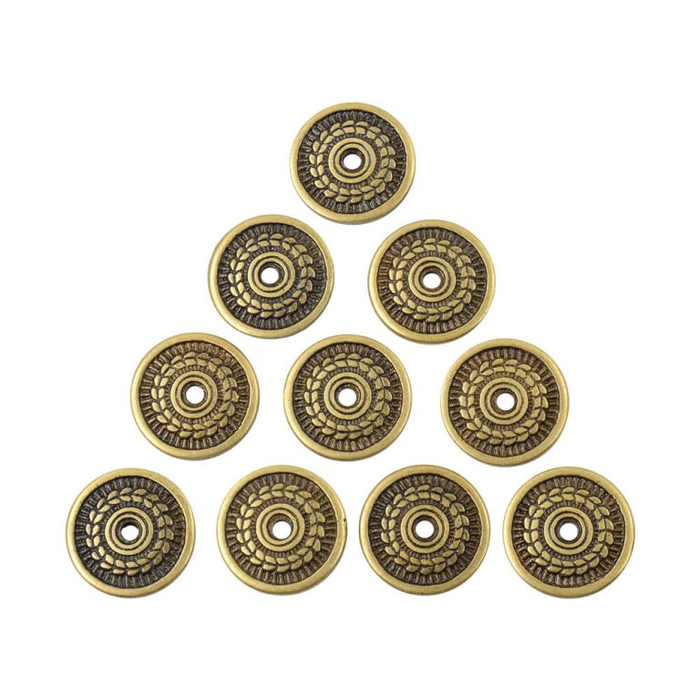 Brass Laurel-Leaf Medallions - Set of 10