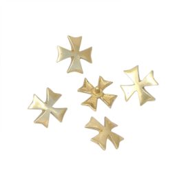 Brass Maltese Cross Belt Stud - Set of 5