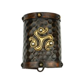 Celtic Leather Cuff with Large Triskele