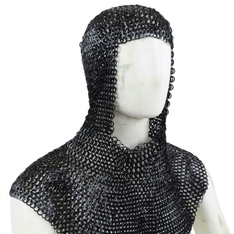 Chainmail Coif - Flat Butted Rings - Blackened Finish