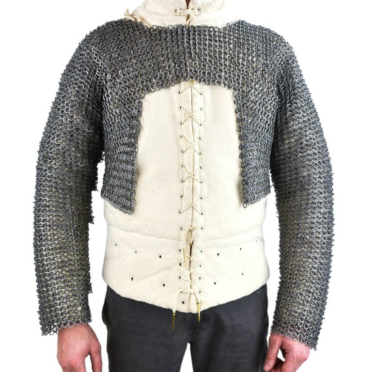 Chainmail Half Hauberk - Alternating Dome Riveted Flat Rings