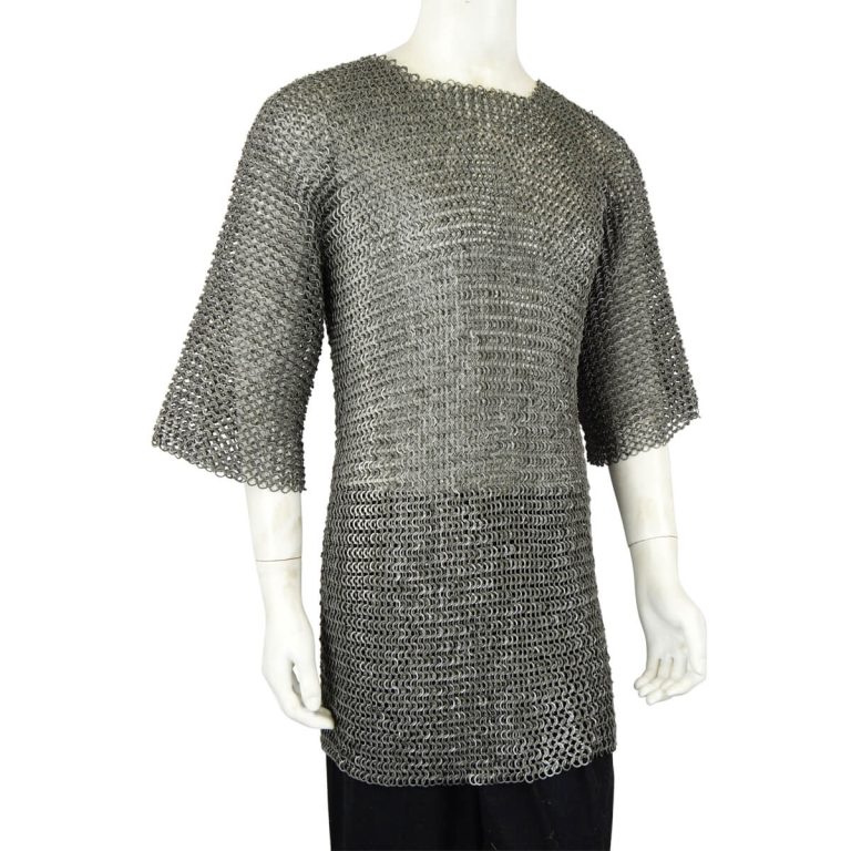 Chainmail Half-Sleeve Haubergeon - Alternating Dome Riveted Flat Rings