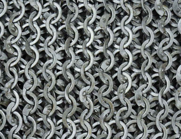 Chainmail Sleeve and Shoulder Panels  Alternating Mild Steel Wedge Riveted Flat Rings and Solid Flat Rings