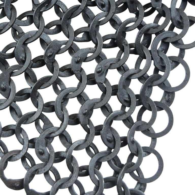 Chainmail Standard / Bishop's Mantle - Darkened Alternating Mild Steel Wedge Riveted Flat Rings and Solid Flat Rings