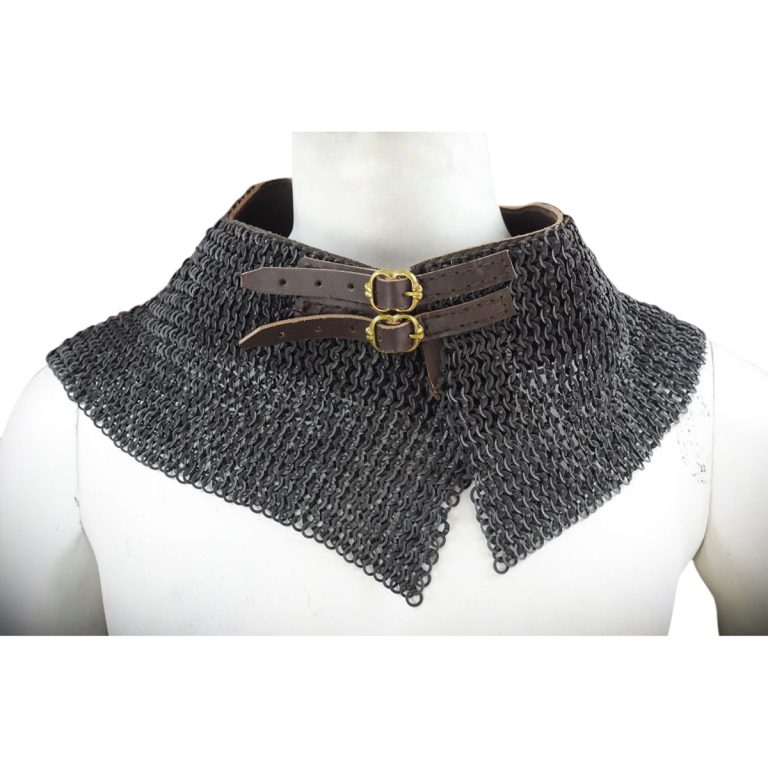 Chainmail Standard  Bishops Mantle  Dome Riveted  Blackened Mild Steel Flat Rings