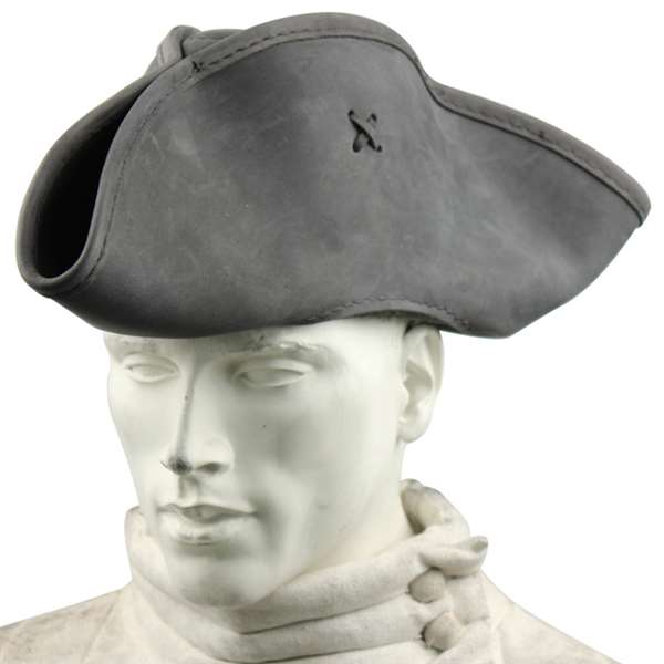 Colonial Black Leather Pirate Tricorn