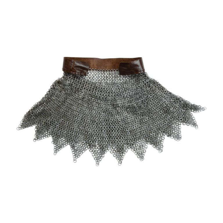 Dagged Aventail for Helm - Alternating Mild Steel Wedge Riveted Flat Rings and Solid Flat Rings