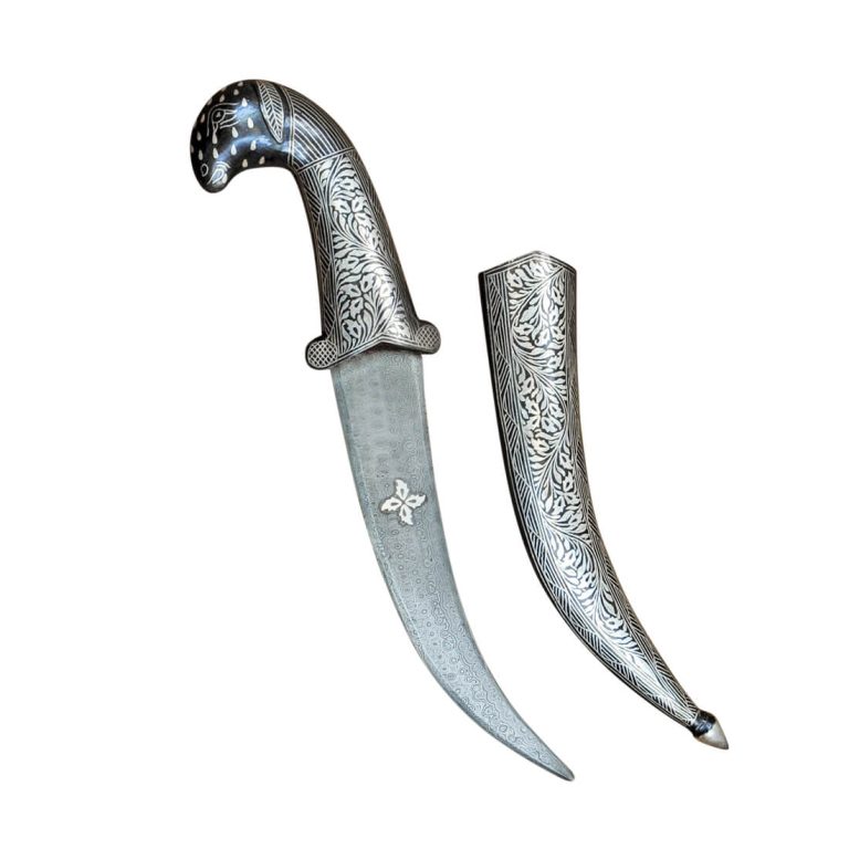 Damascus and Koftgari Inlay Indian Dagger