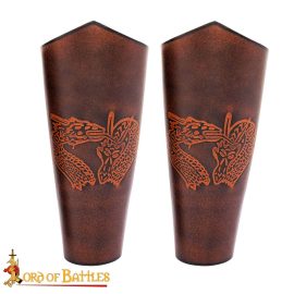 Double Dragons Genuine Leather Bracers Set  Brown