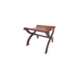 Folding Wooden Stool with Leather Seat