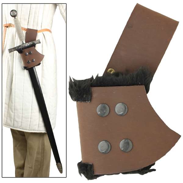 Fur Lined Leather Sword Frog Brown