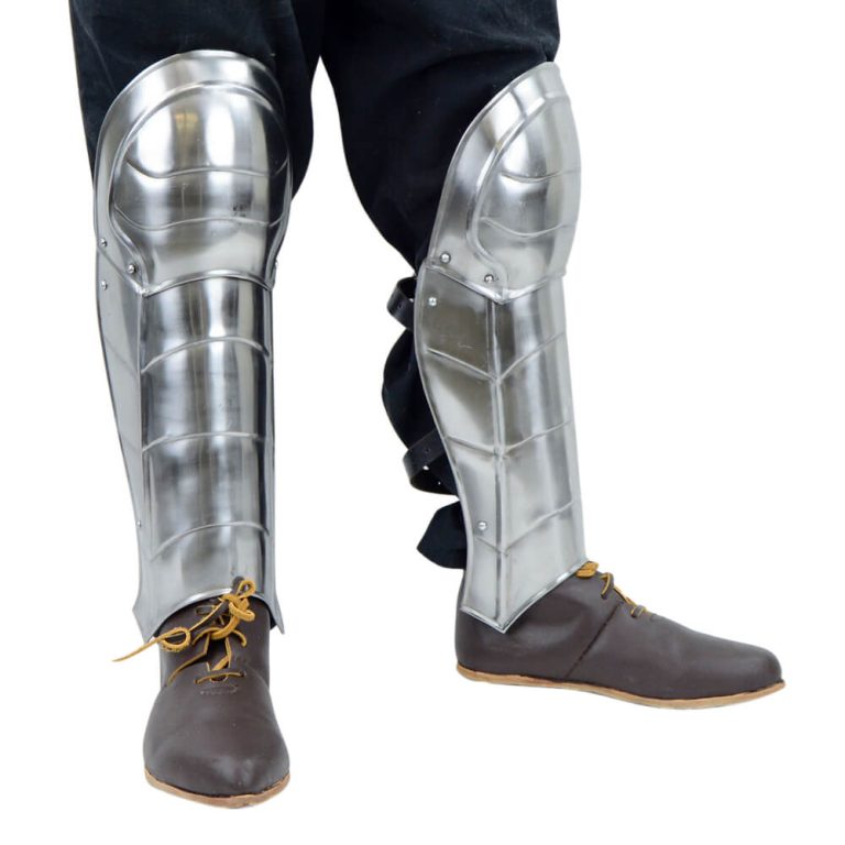 Greaves with Fixed Knee Armor - 20 Gauge Steel