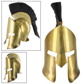 Greek Spartan Crested Brass Helmet