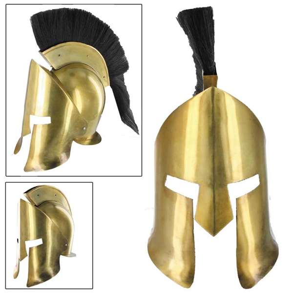 Greek Spartan Crested Brass Helmet