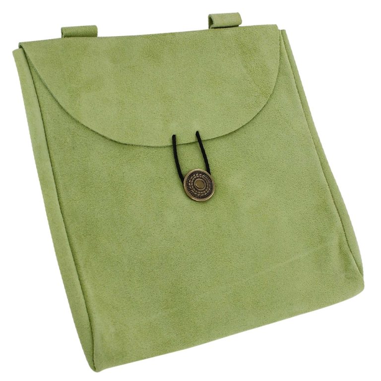 Green Jester's Suede Leather Pouch