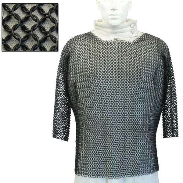 Half Sleeve Chainmail Habergeon Blackened - M