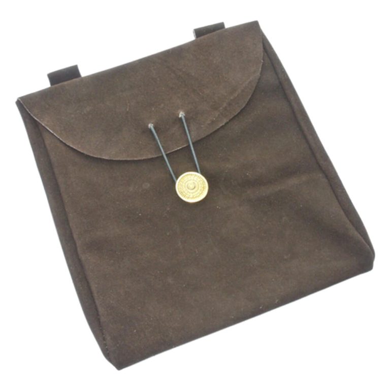 Large Brown Suede Leather Belt Pouch