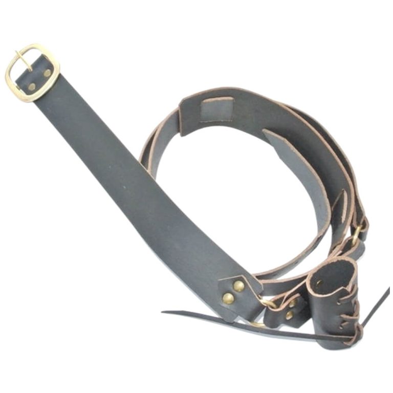 Leather Baldric with Laced Frog - Black