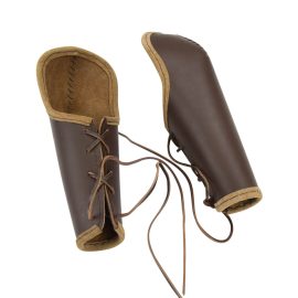 Leather Bazubands - Bracers with Elbow Protection - Brown