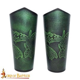 Leather Bracers  Genuine Leather with Embossed Double Dragon Design