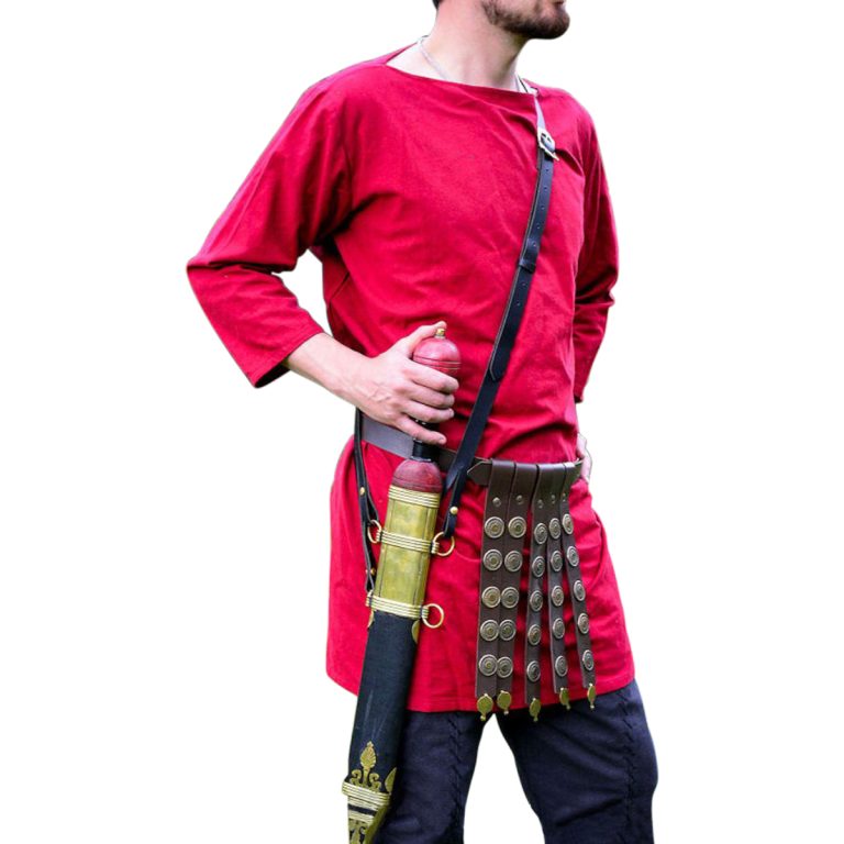 Leather Roman Sword Baldric  Black  For Wearing on Right Hip