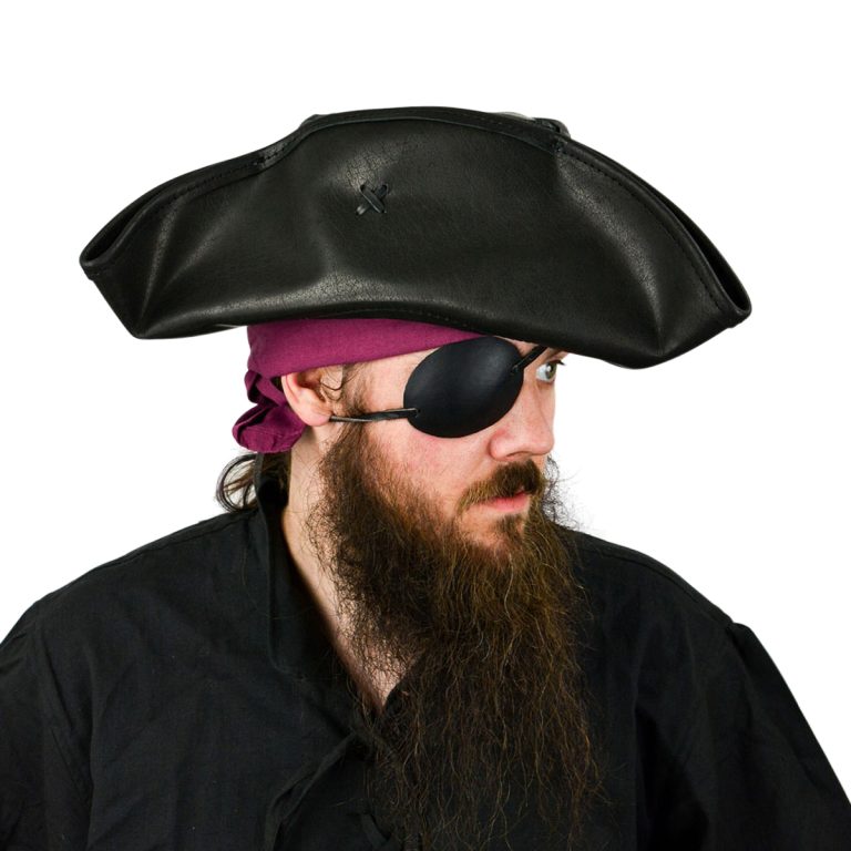 Leather Tricorne Hat  Black