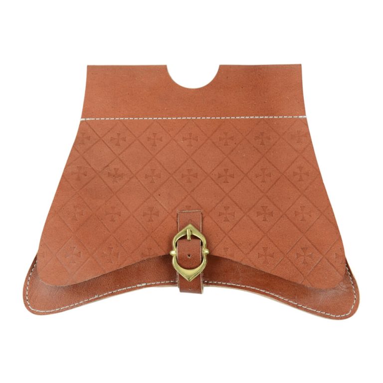 Medieval Leather Belt Pouch with Embossed Crosses