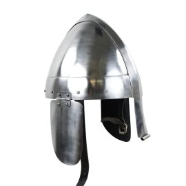Medieval Nasal Bar Helm with Cheekplates - 18 Gauge