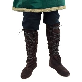 Medieval Suede Leather Boots with Hard Leather Soles