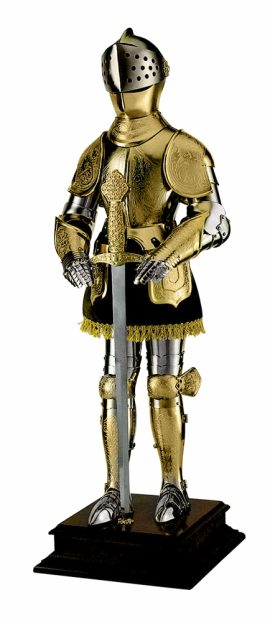 Miniature 16th Century Spanish Suit of Armor with Sword (Gold) by Marto