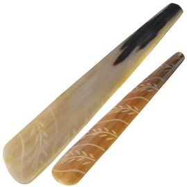 Natural Engraved Botanical Cow Horn Shoe Horn