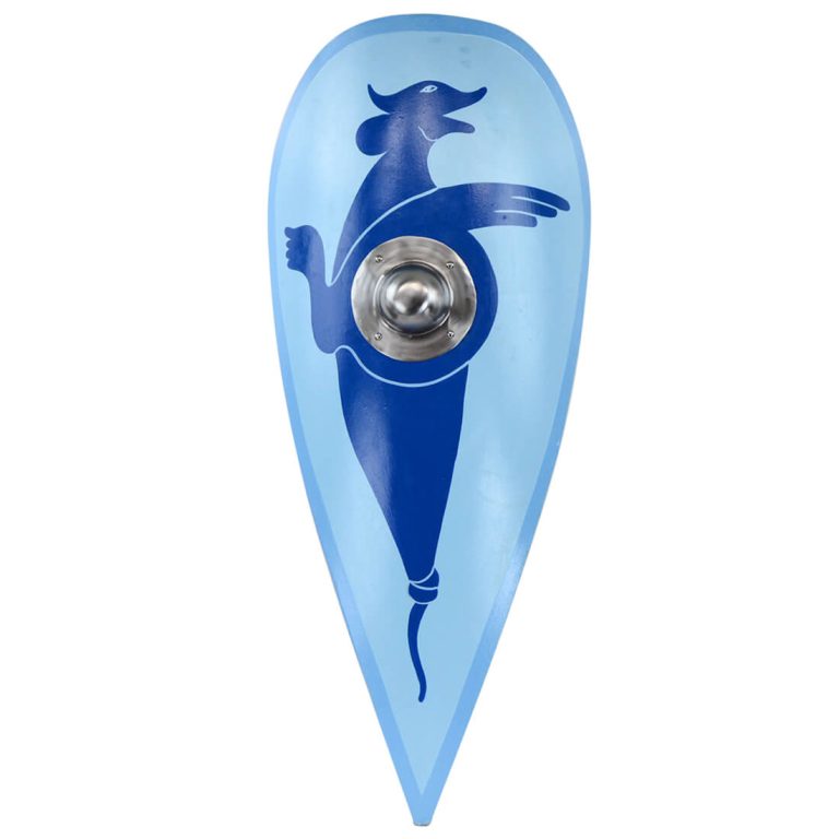 Norman Kite Shield with Shield Boss - Blue Dragon on Blue Field