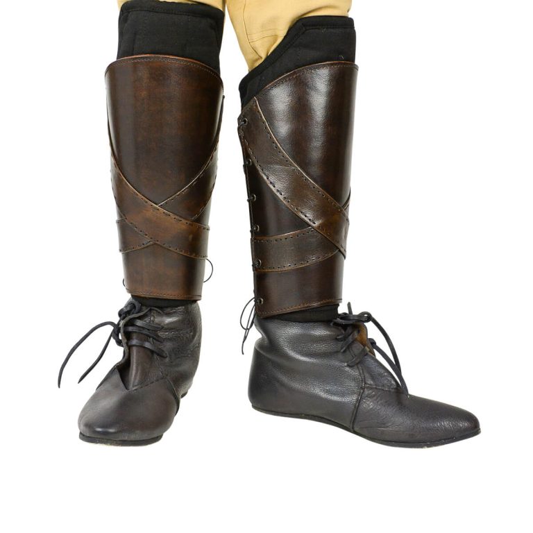 Padded Leather Greaves with Banding