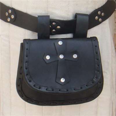 Paladin Cross Black Leather Pouch