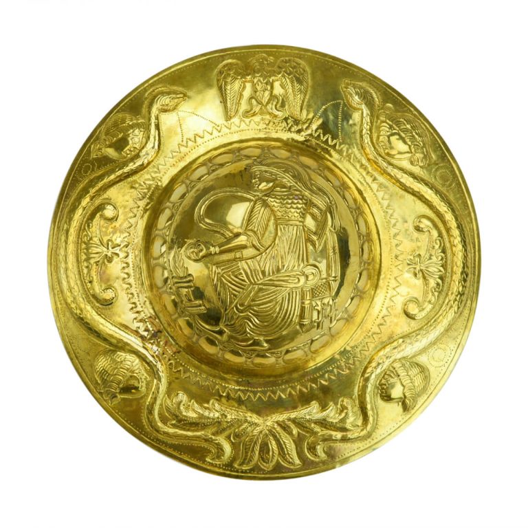Roman Embossed Brass Shield Boss - 20 Gauge