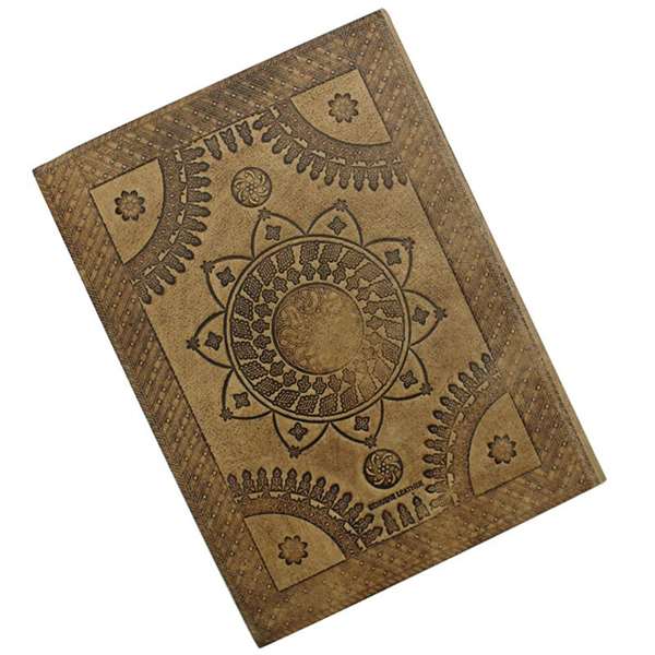 Sacred Lotus Flower Embossed Leather Journal