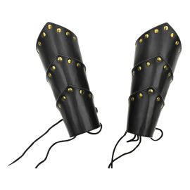 Segmented Leather Bracers with Brass Studding