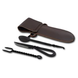 Spoon, Fork, Knife with Leather Pouch