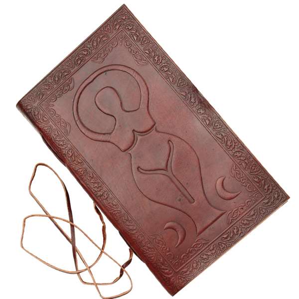 Triple Goddess Pentagram Embossed Leather Journal