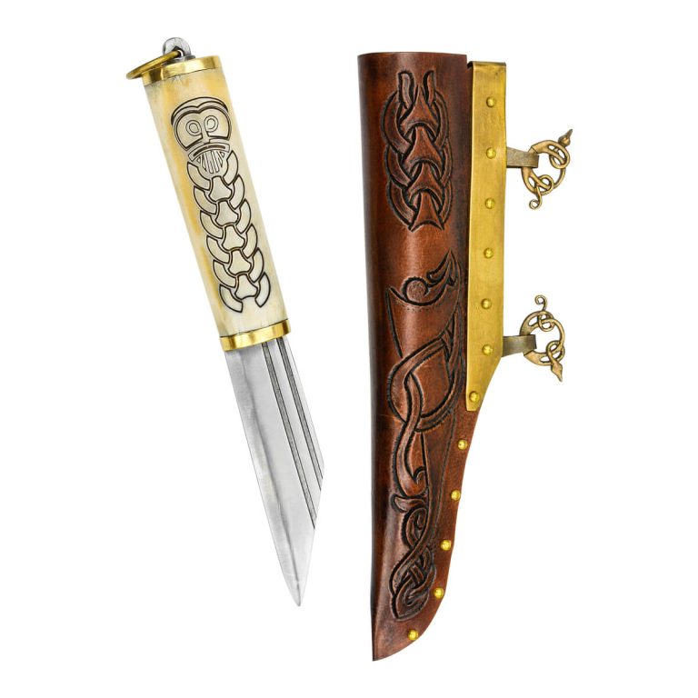 Viking Bone Grip Seax with Etched Norse Knotwork