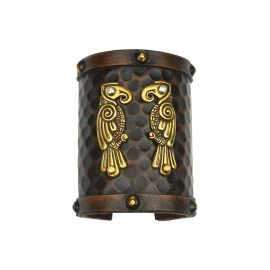 Viking Leather Cuff with Norse Ravens