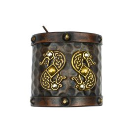 Viking Leather Cuff with Norse Serpents