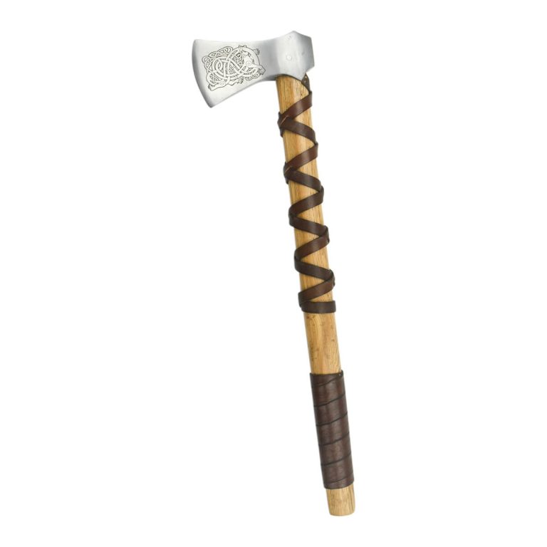 Viking Type K Axe with Etched Norse Wolf Design
